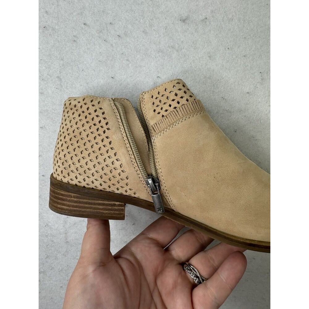 Lucky Brand Tan Side‎ Zipper Slip On Ankle Boots Bootie 9 / 40 Fringe Accent - Picture 7 of 11